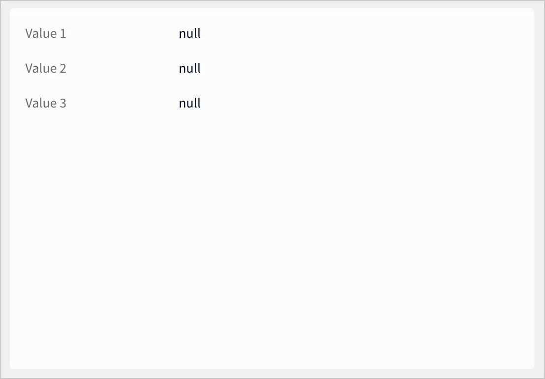 An empty value list element on a workbook page. It contains three empty fields.