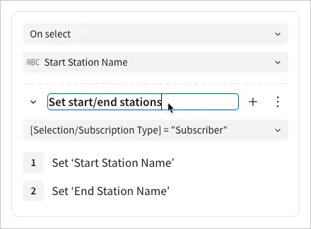 The sequence name field contains Set start/end stations.
