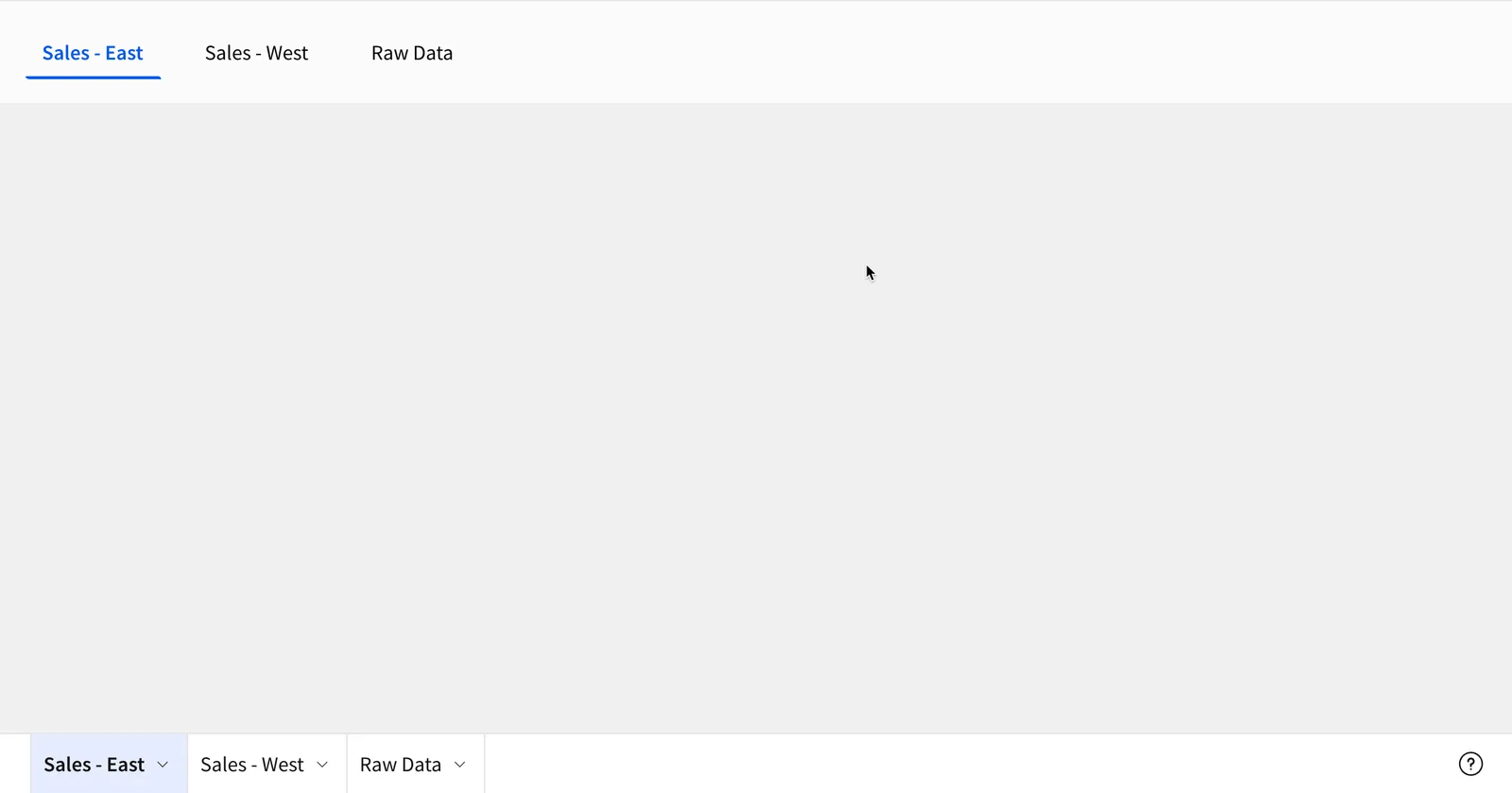 A navigation element with the three workbook pages as options in the page header.