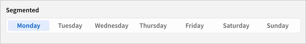 Segmented control showing preset weekday list options