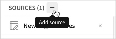 In the Sources, a user selects Add source
