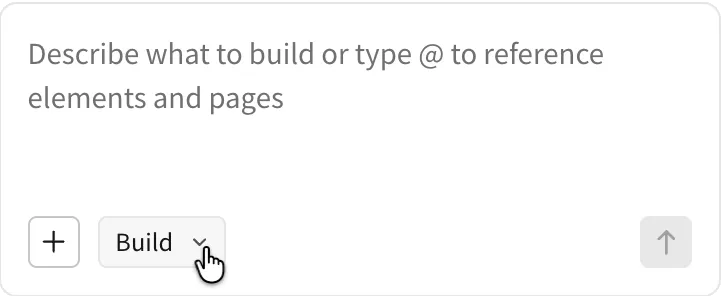 Sigma Assistant prompt bar with the mode picker set to Build