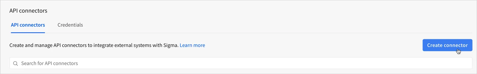 The Create connector button in the Connectors tab of the API connectors page.