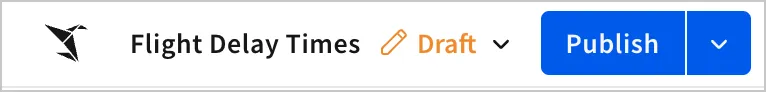 After making changes to the workbook in draft, the Publish button is enabled