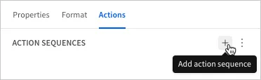 The Actions panel with the cursor hovering over the Add action sequence button.