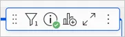 Element toolbar showing filter option, materialization icon with a green checkmark to indicate success, child visualization option, expand to show underlying data option, and the more menu.